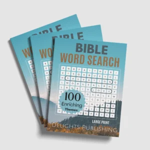 top view of 3 Bible word search books