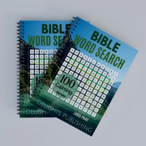 Top view of a set of 2 Spiral-Bound Bible Word Search Books
