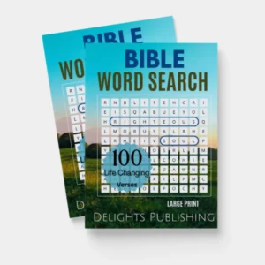 front view of two Bible word search paperback books