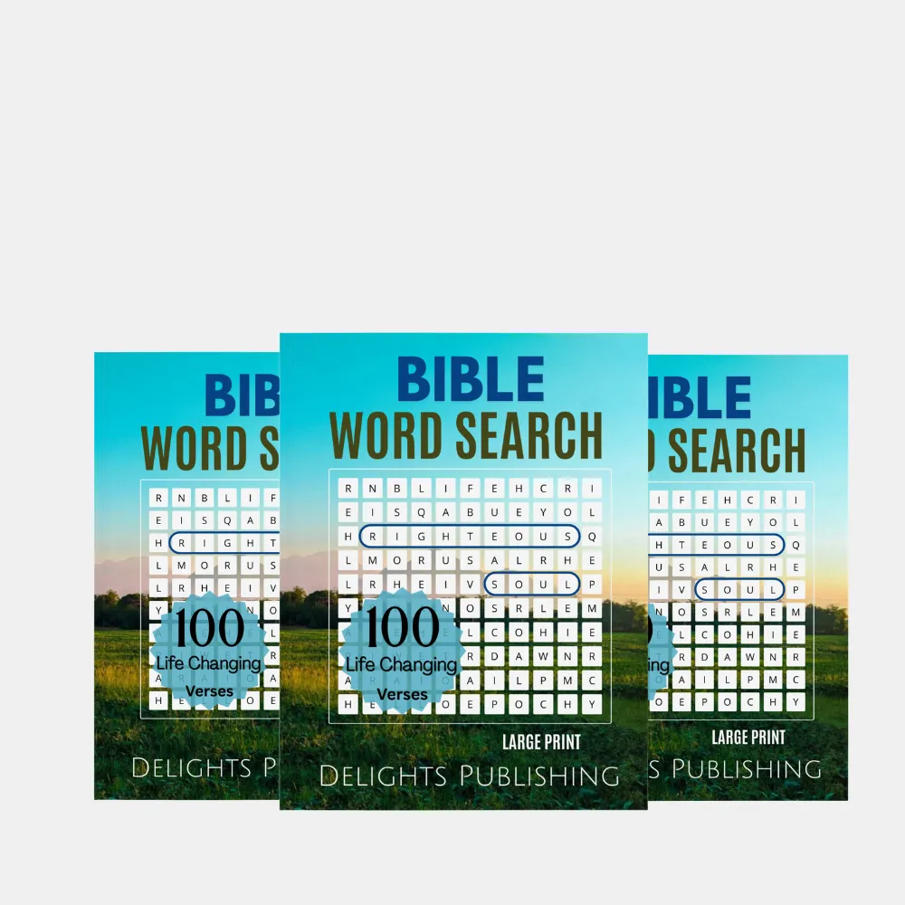 100 Life-Changing Bible Word Search Puzzles They'll Treasure (Set of 3) 1 front view of 3 paperback books standing upright