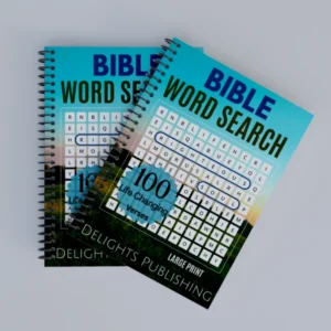 Top view of a set of 2 Spiral-Bound Bible Word Search Books
