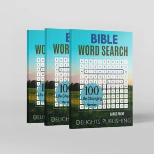 side view of 3 Bible word search books