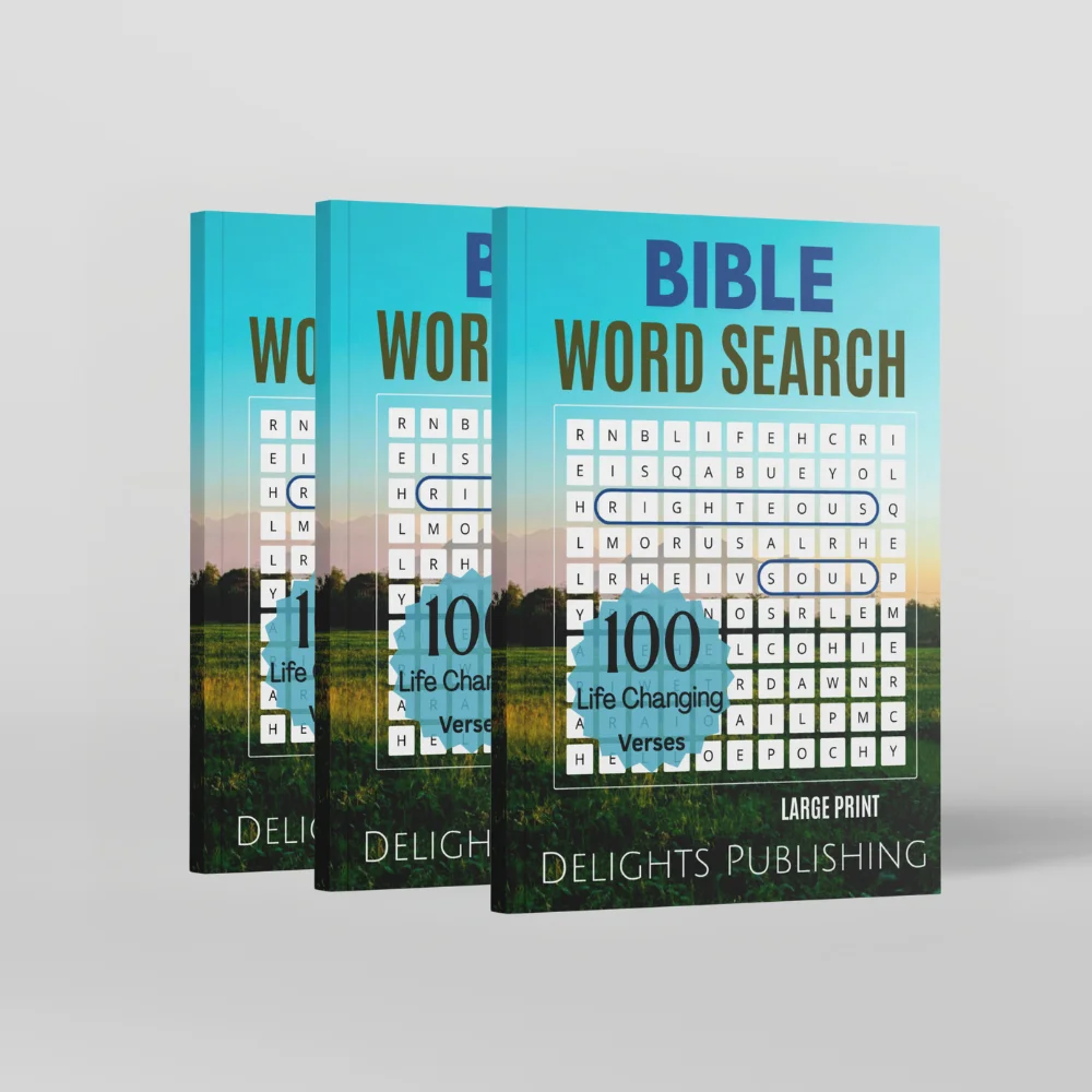 100 Life-Changing Bible Word Search Puzzles They'll Treasure (Set of 3) 1 side view of 3 Bible word search books