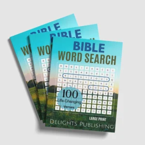 top view display of three Bible word search books