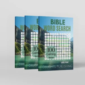 side view of 3 Bible word search books