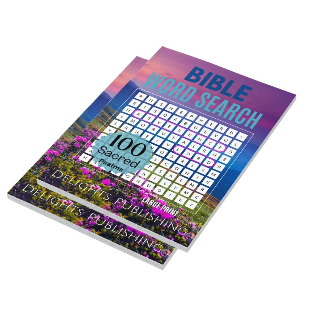 100 Sacred Psalms Bible Word Search Puzzles You'll Love (Set of 2) 3 2 slanted books on a surface