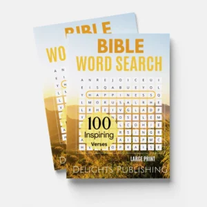 front view of two Bible word search paperback books